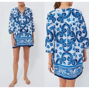 Tuckernuck Beach Capri Blue Majolica Tile Bondi Coverup Size Small Classic